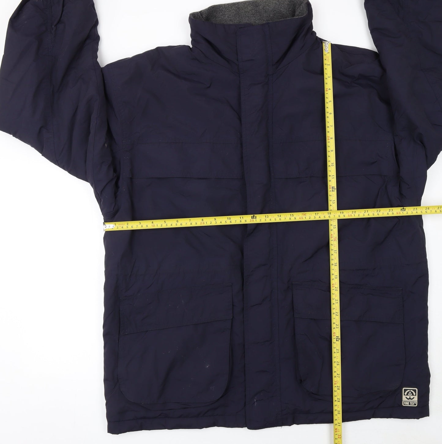 BHS Mens Blue Nylon Parka Jacket M Hooded Lined Winter Coat