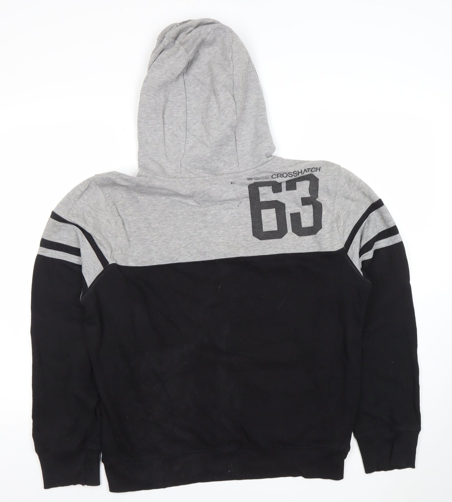 Crosshatch Men's Grey Black Pullover Hoodie Medium Bronx 63 Graphic