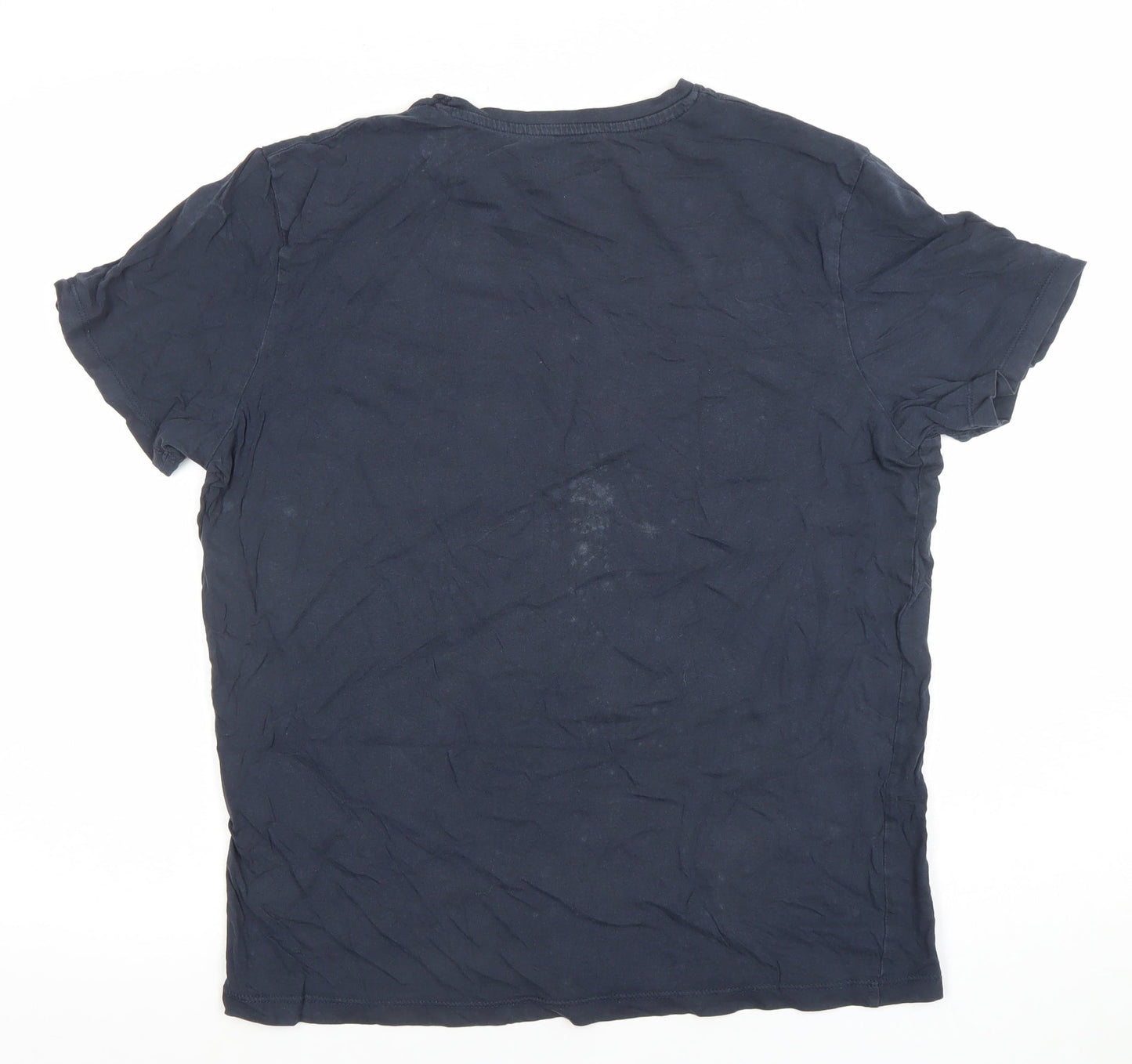 Jack & Jones Men's Navy Blue Graphic Print T-Shirt Size M Cotton