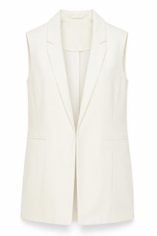 Atmosphere Women's Ivory Size 10 Sleeveless Shawl Lapel Waistcoat