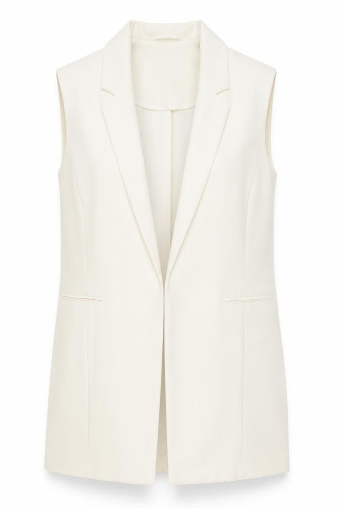 Atmosphere Women's Ivory Size 10 Sleeveless Shawl Lapel Waistcoat
