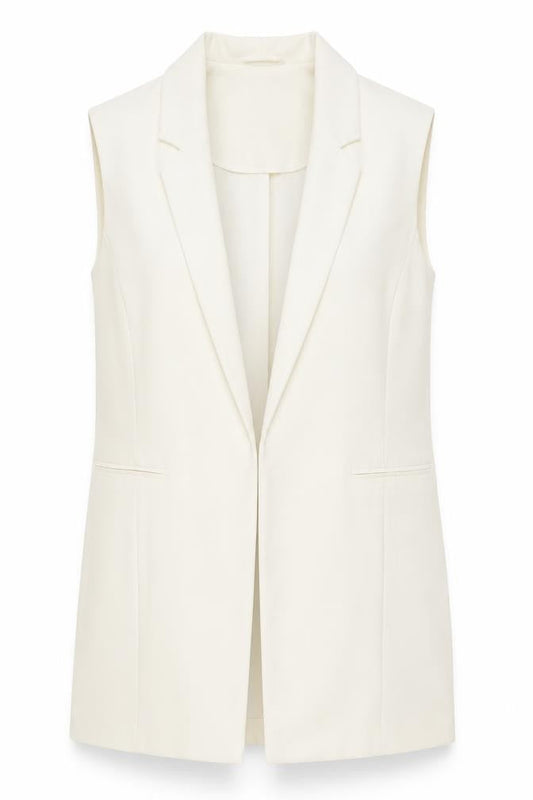 Atmosphere Women's Ivory Size 10 Sleeveless Shawl Lapel Waistcoat
