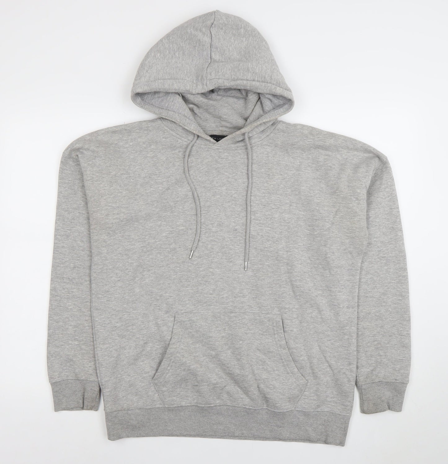 New Look Men's Grey Pullover Hoodie M Regular Fit with Pocket