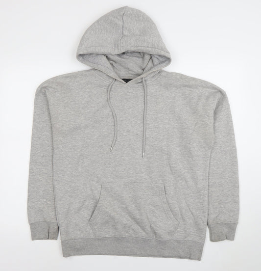 New Look Men's Grey Pullover Hoodie M Regular Fit with Pocket