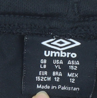 Umbro Boys Black 12 Years Athletic Football Shorts 100% Polyester