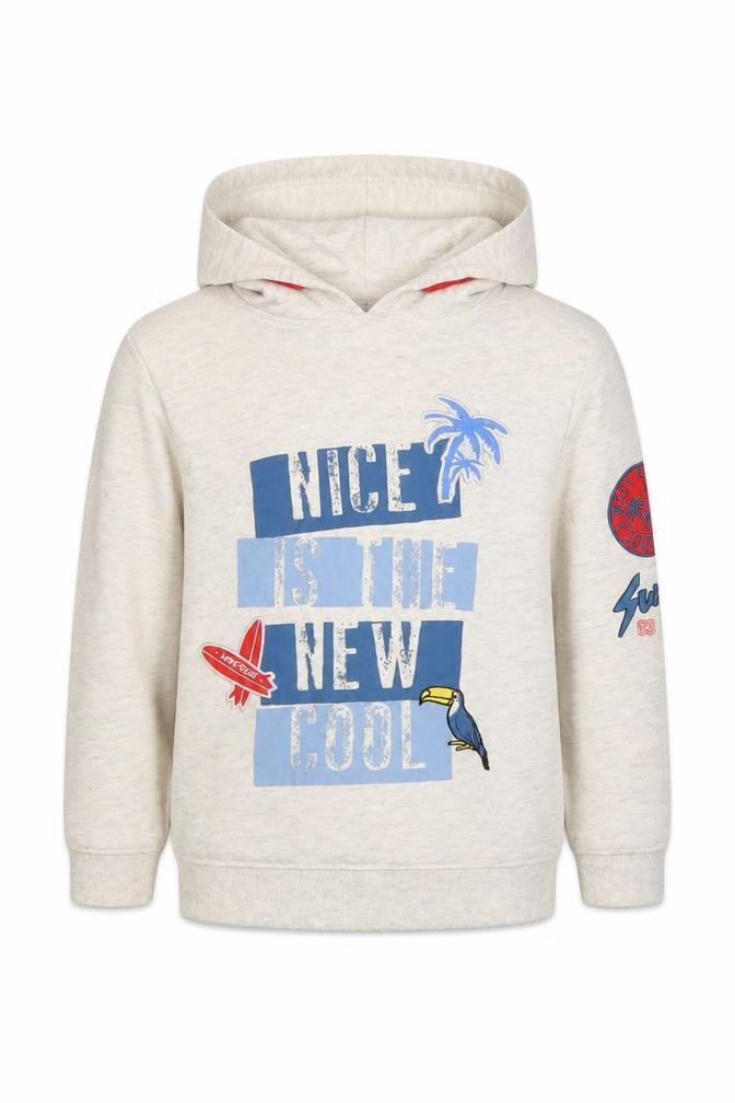 Primark Boys Beige Pullover Hoodie 7-8 Years Graphic Print Cotton Blend