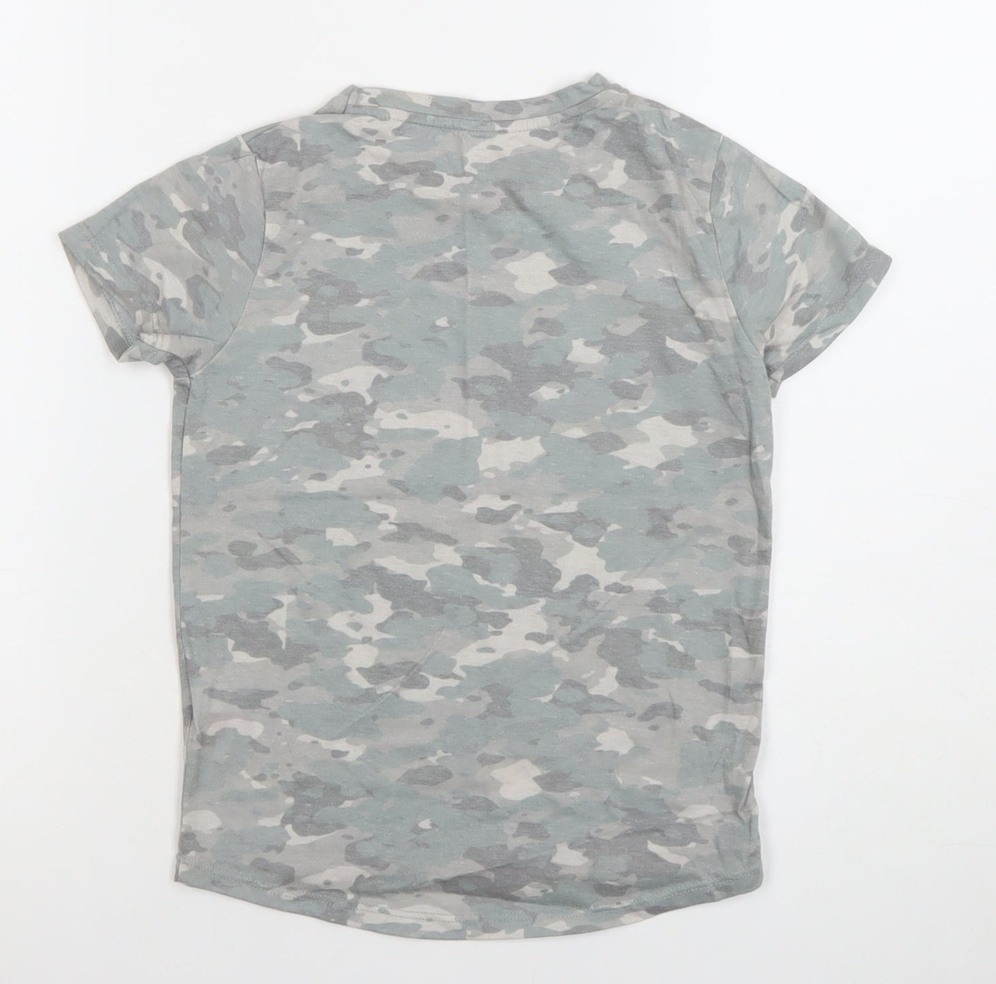 Primark Boys Grey Camouflage Tokyo Print T-Shirt 7 Years Short Sleeve