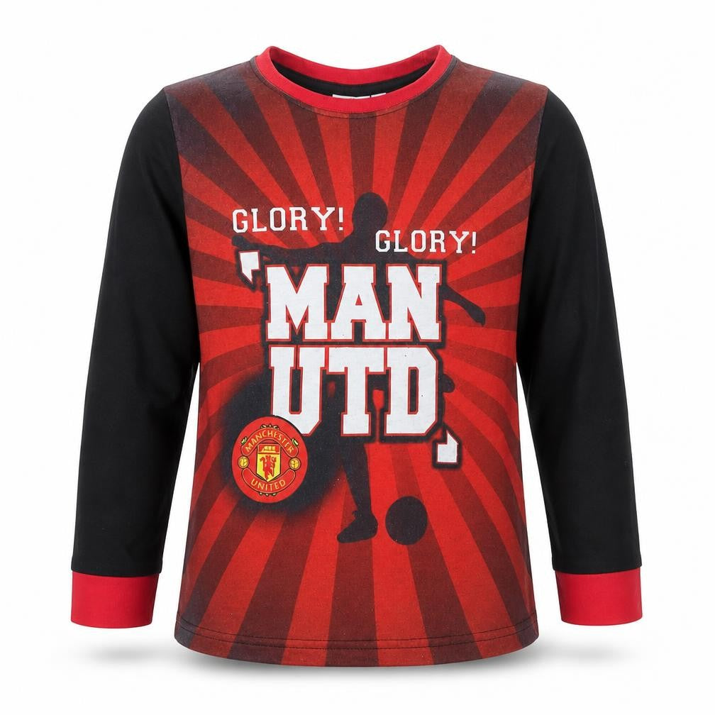 Manchester United Boys Red Long Sleeve Graphic Football T-Shirt 7-8 Years