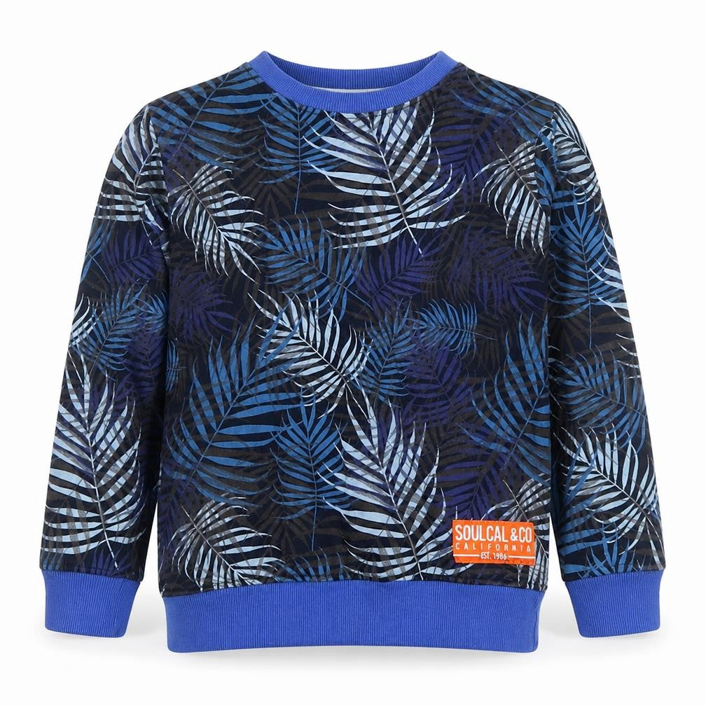 SoulCal & Co Boys Blue Leaf Print Cotton Sweatshirt 9-10 Years