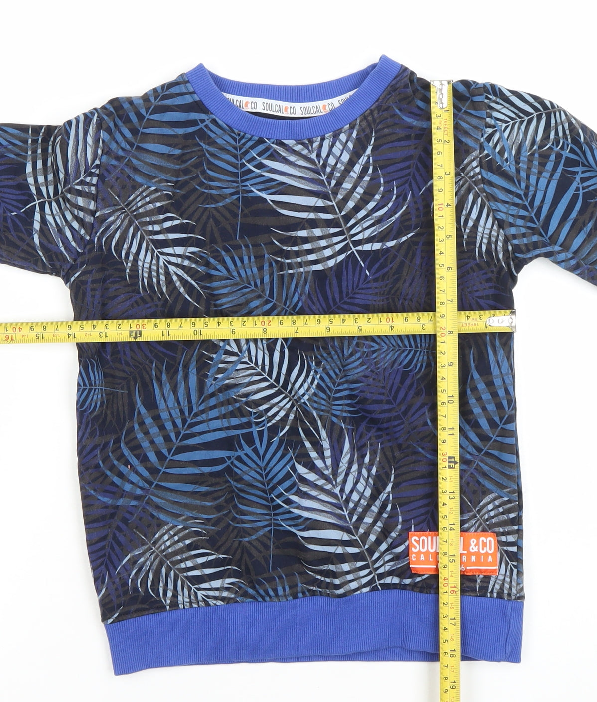 SoulCal & Co Boys Blue Leaf Print Cotton Sweatshirt 9-10 Years
