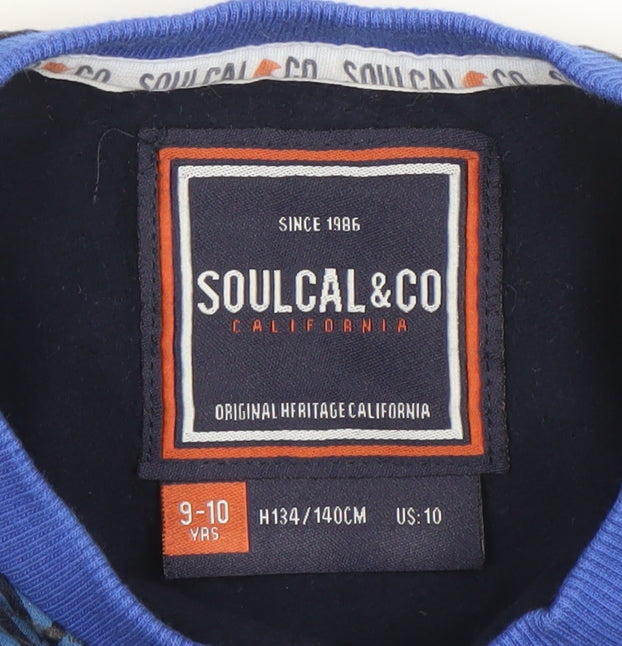 SoulCal & Co Boys Blue Leaf Print Cotton Sweatshirt 9-10 Years