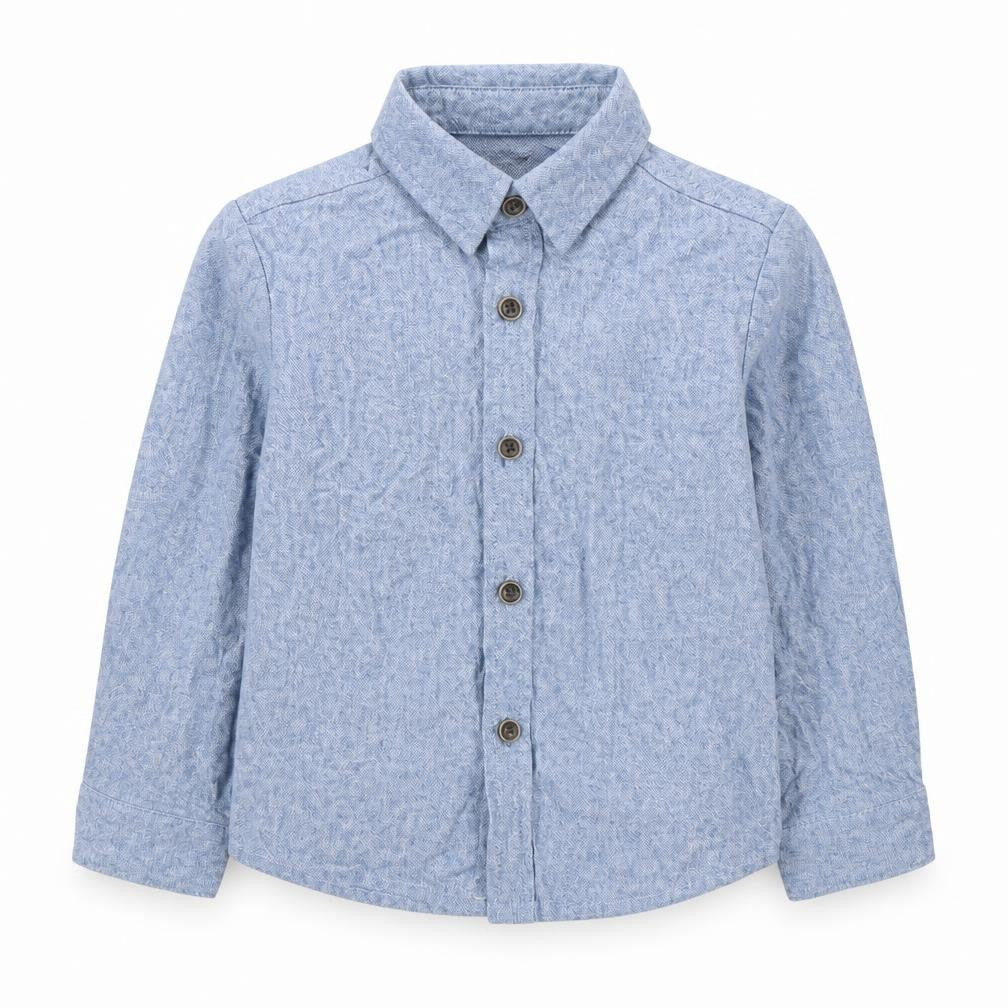 Primark Unisex Baby Blue Cotton Button-Up Long Sleeve Shirt 18-24 Months