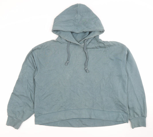 Uniqlo Women Blue Pullover Hoodie Size S Cotton Blend Casual