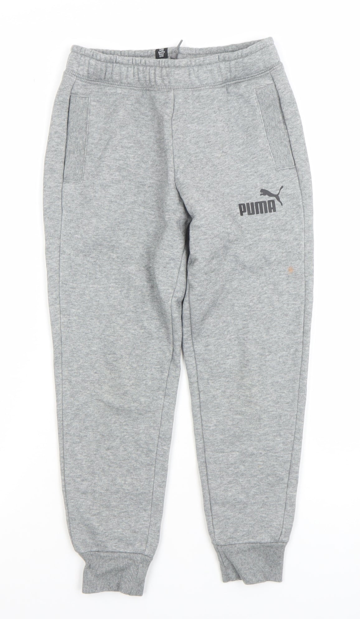 Puma Boys Grey Jogger Sweatpants 7-8 Years Regular Fit Fleece Activewear