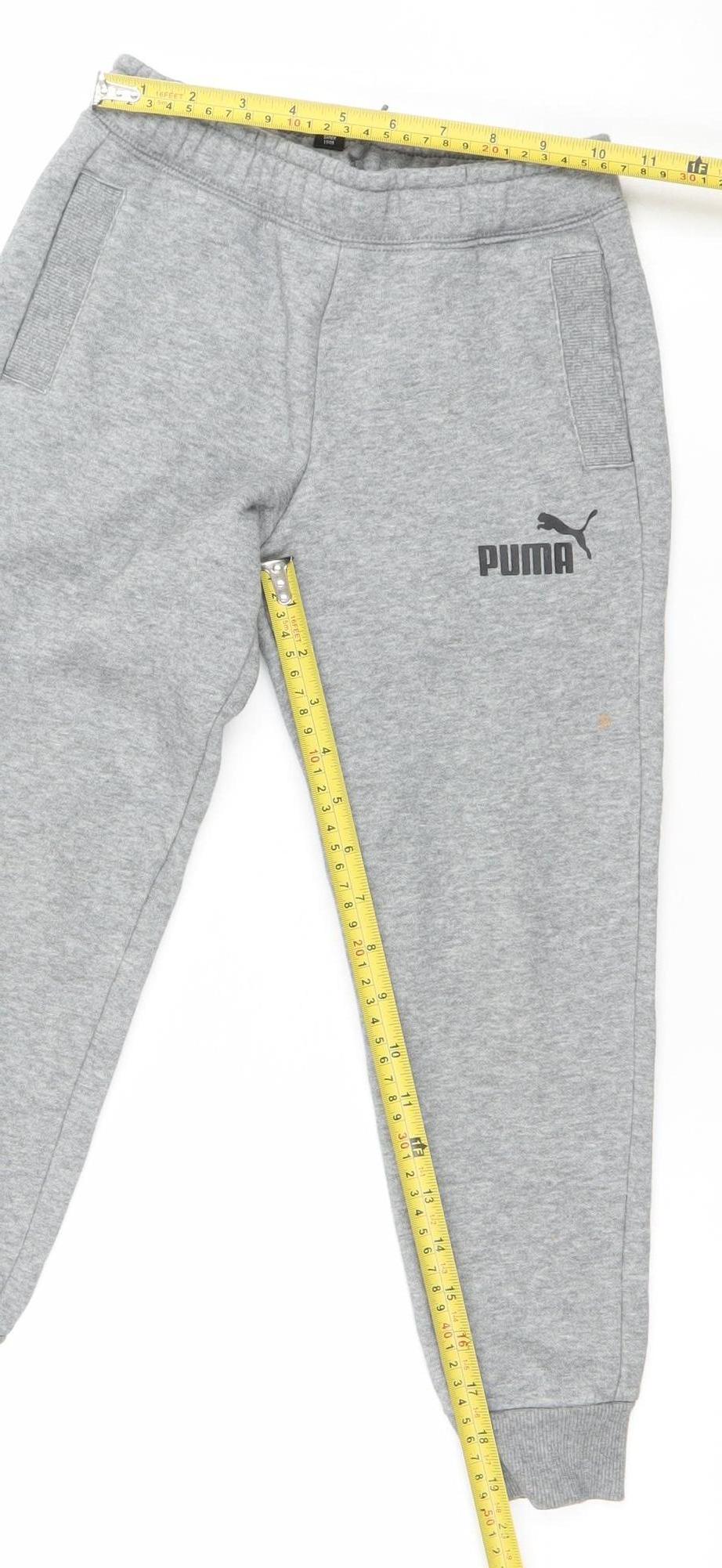 Puma Boys Grey Jogger Sweatpants 7-8 Years Regular Fit Fleece Activewear