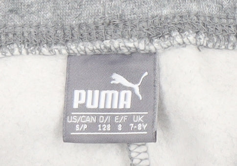 Puma Boys Grey Jogger Sweatpants 7-8 Years Regular Fit Fleece Activewear