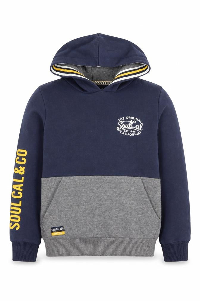 SoulCal & Co Boys Grey Blue Pullover Hoodie Age 9-10Y Cotton Blend