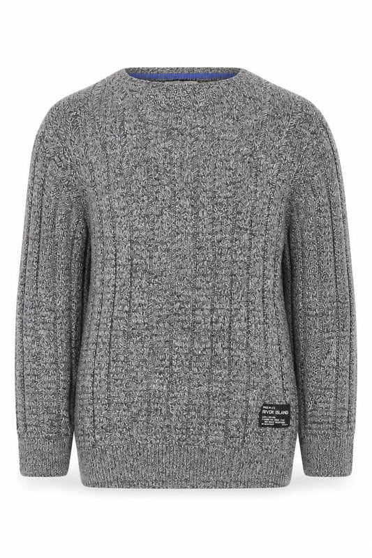 River Island Mini Grey Knit Pullover Jumper 12-18 Months Unisex Baby