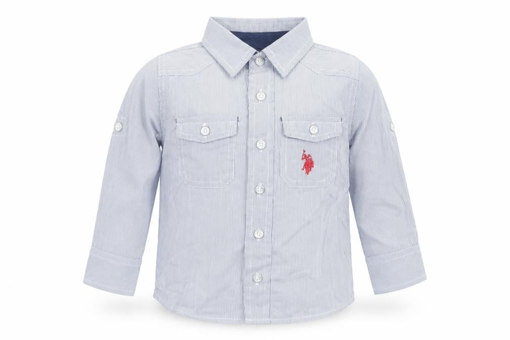 U.S. Polo Assn. Boys Blue Striped Button-Up Shirt 2 Years Long Sleeve