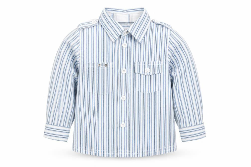 NAME IT Boys Blue Striped Cotton Long Sleeve Button-Up Shirt 9-12 Months