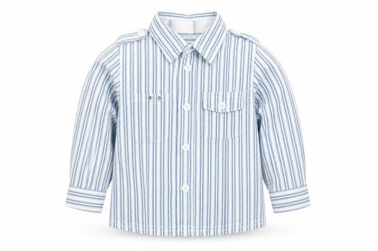 NAME IT Boys Blue Striped Cotton Long Sleeve Button-Up Shirt 9-12 Months