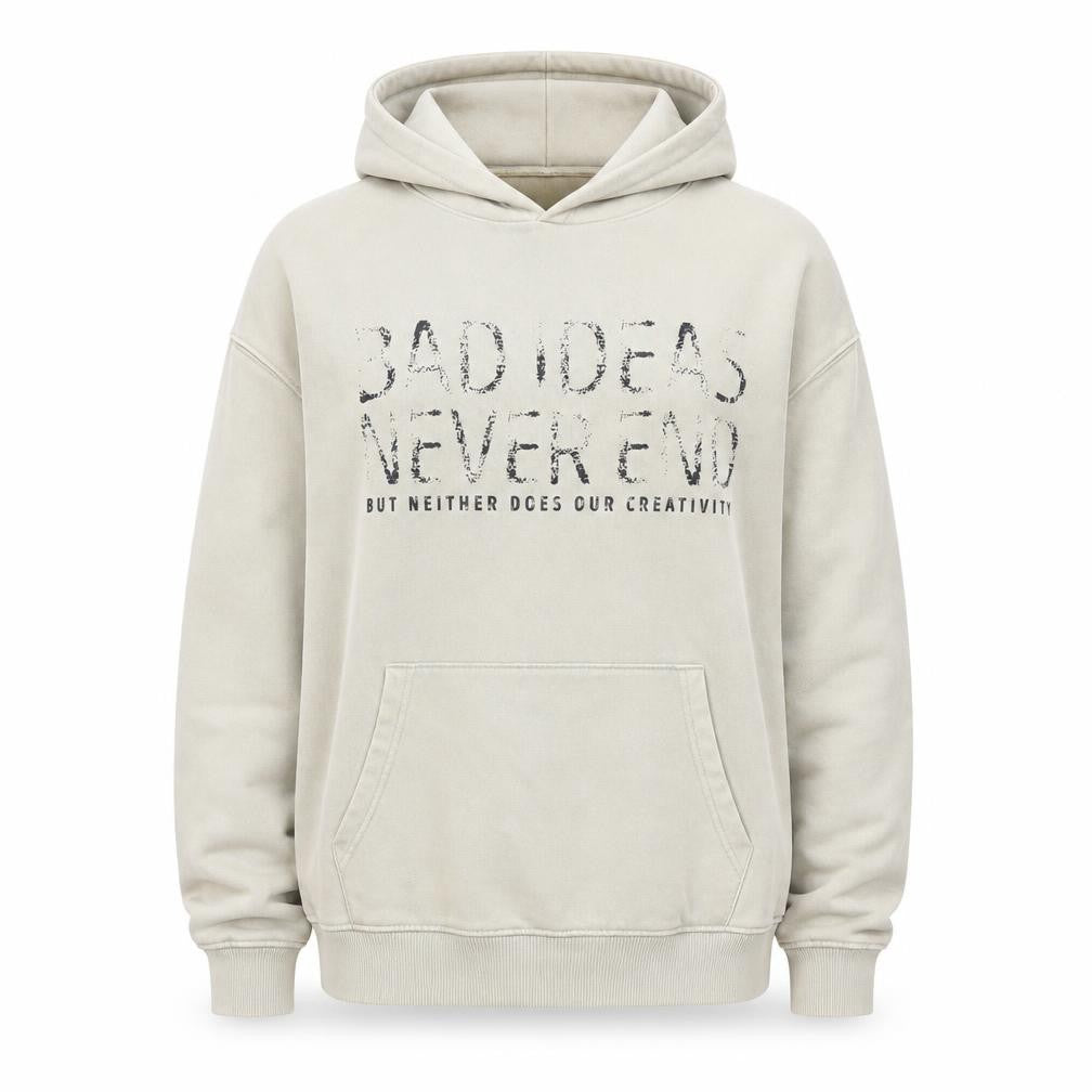 Pull&Bear Women Beige Pullover Hoodie L Graphic Cotton Blend