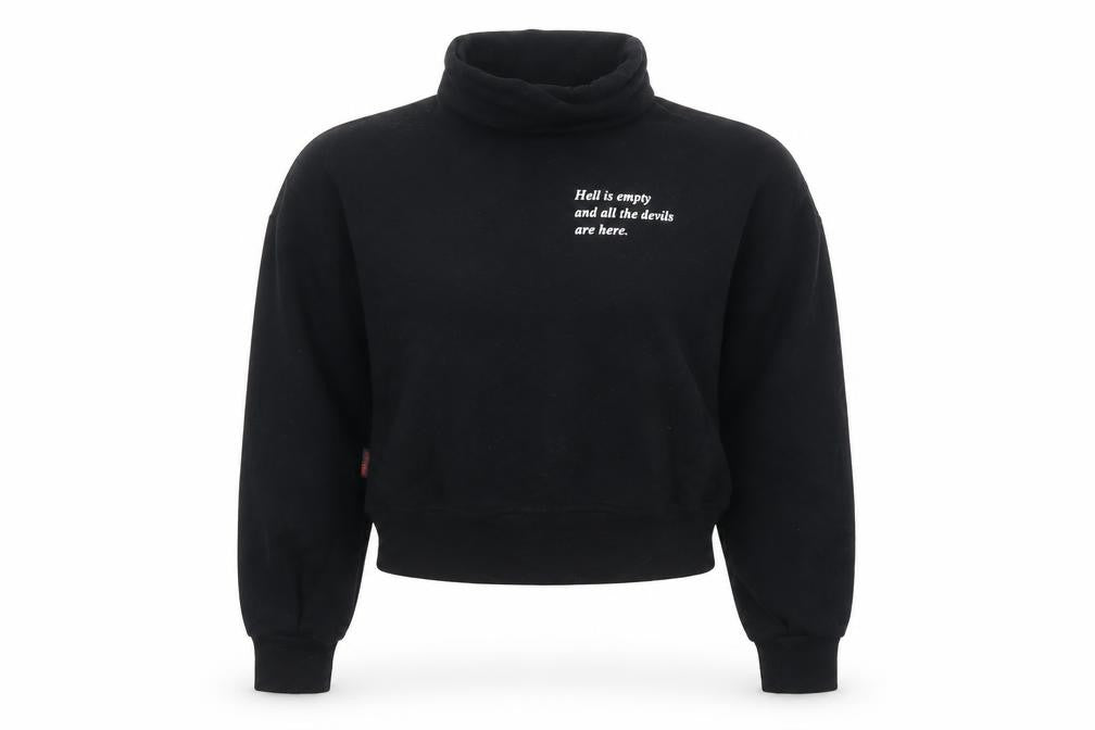 PLNY LALA Womens Black XS Pullover Sweatshirt with Quote Print