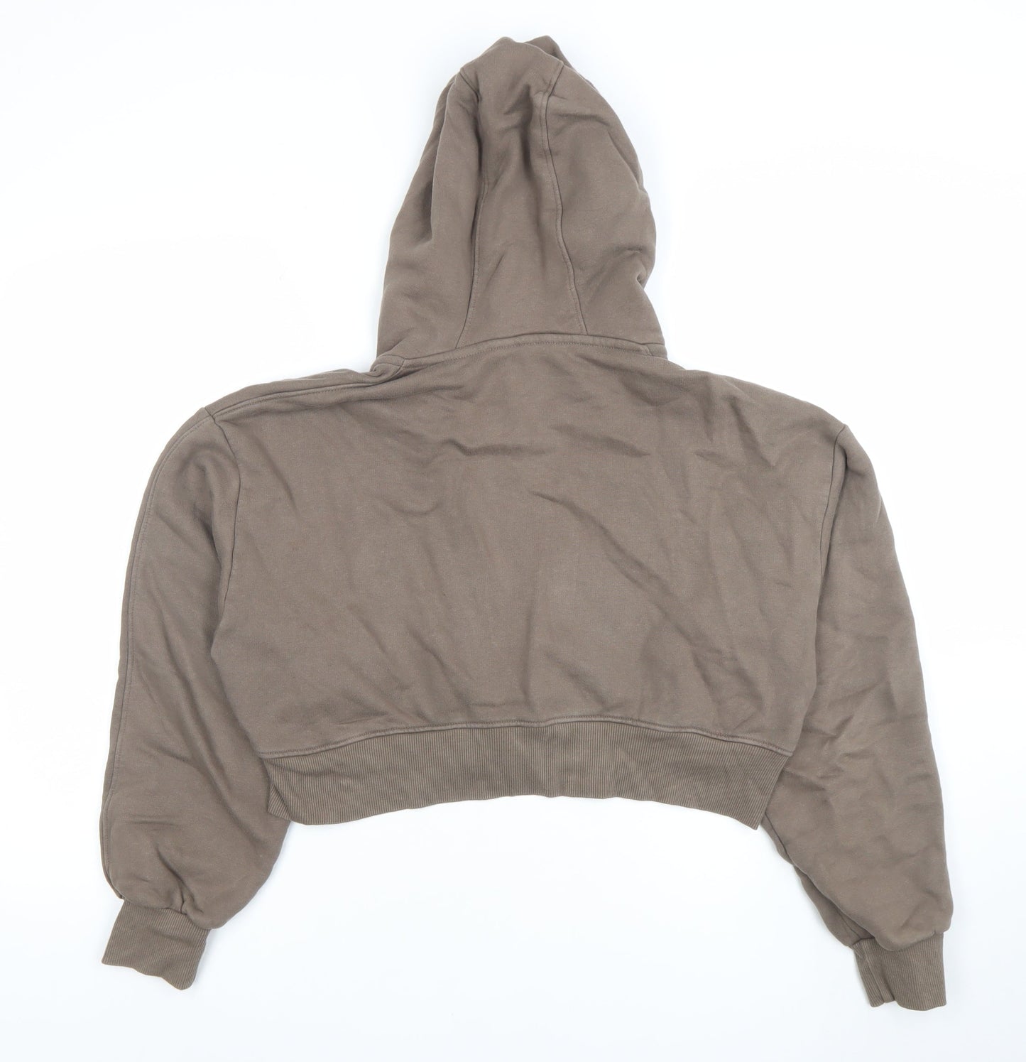 Good For Nothing Women Brown Cropped Full Zip Hoodie Size S 100% Cotton