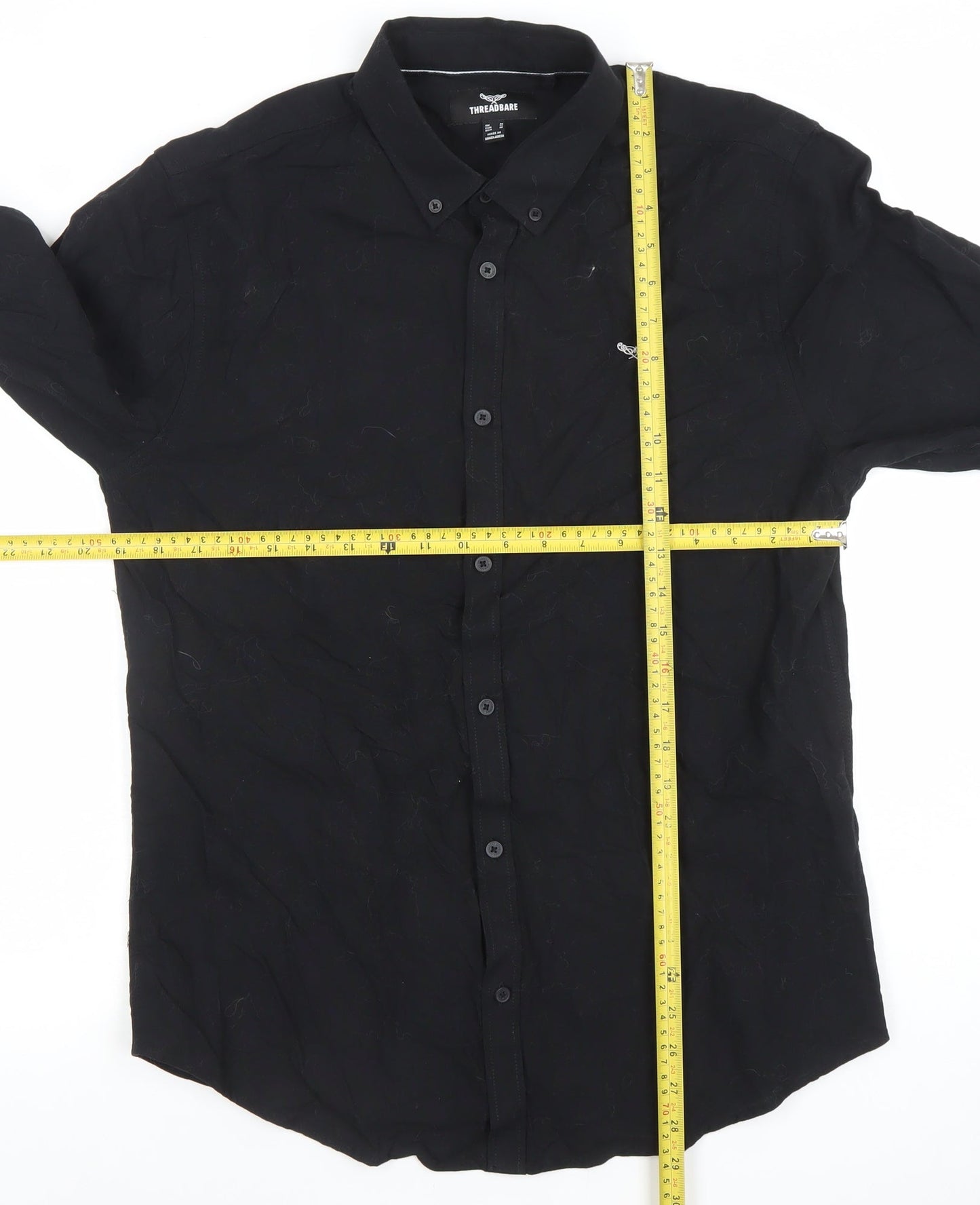 Threadbare Men's Black Button-Down Long Sleeve Casual Cotton Shirt M