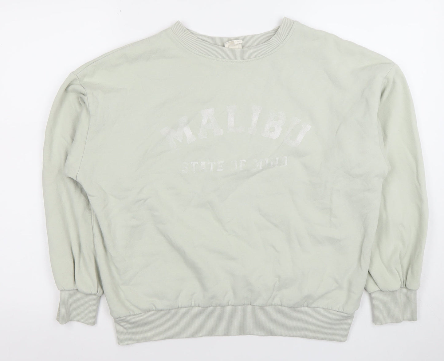 H&M Women’s Beige Pullover Sweatshirt XS Regular Fit Casual Crew Neck