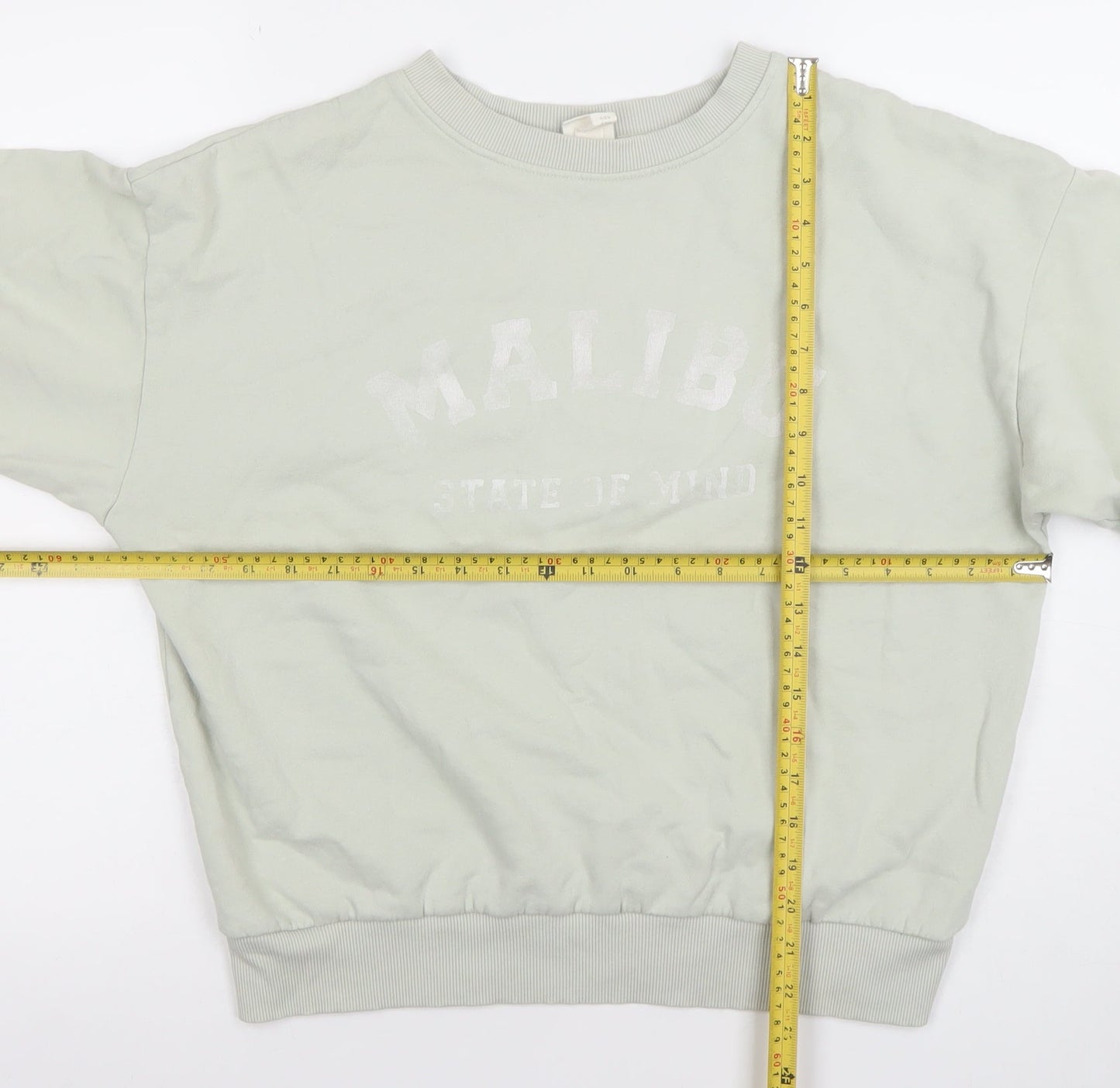 H&M Women’s Beige Pullover Sweatshirt XS Regular Fit Casual Crew Neck