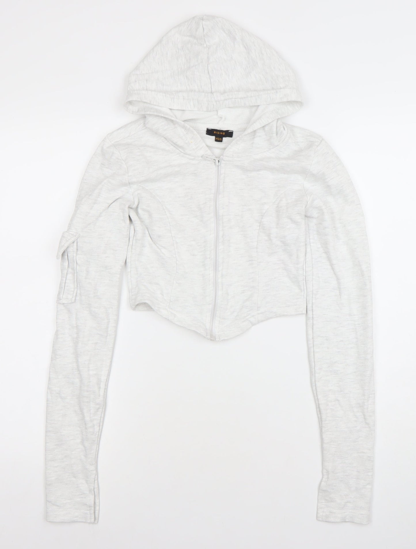 Rising Women’s Light Grey Full Zip Hoodie XS/S Cotton Blend