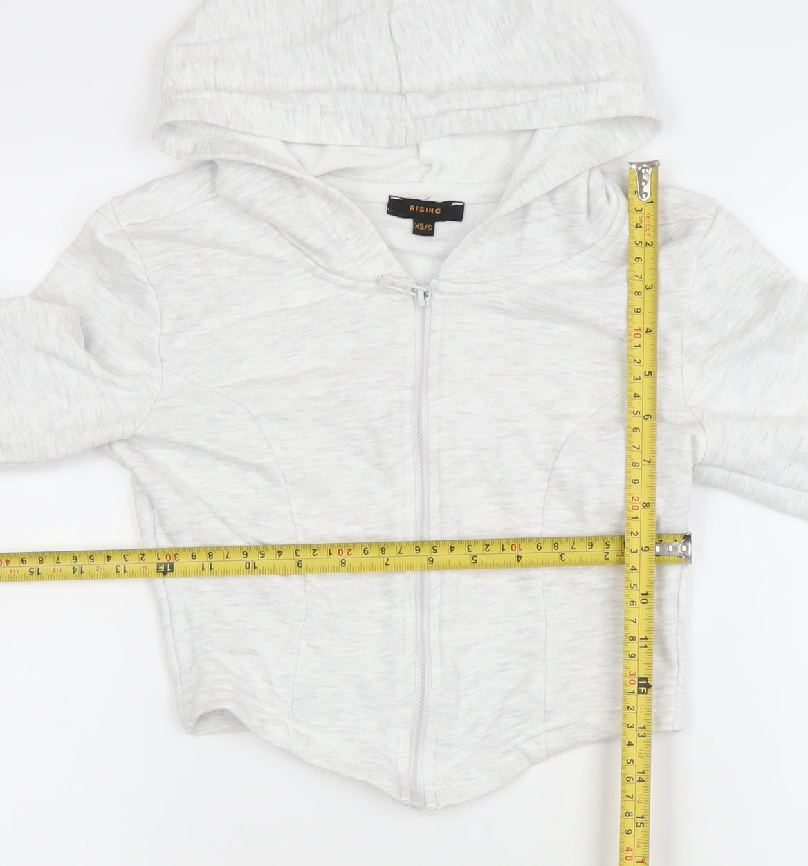 Rising Women’s Light Grey Full Zip Hoodie XS/S Cotton Blend