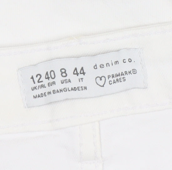 Primark Women’s White Straight Leg Mid Rise Jeans Size 12