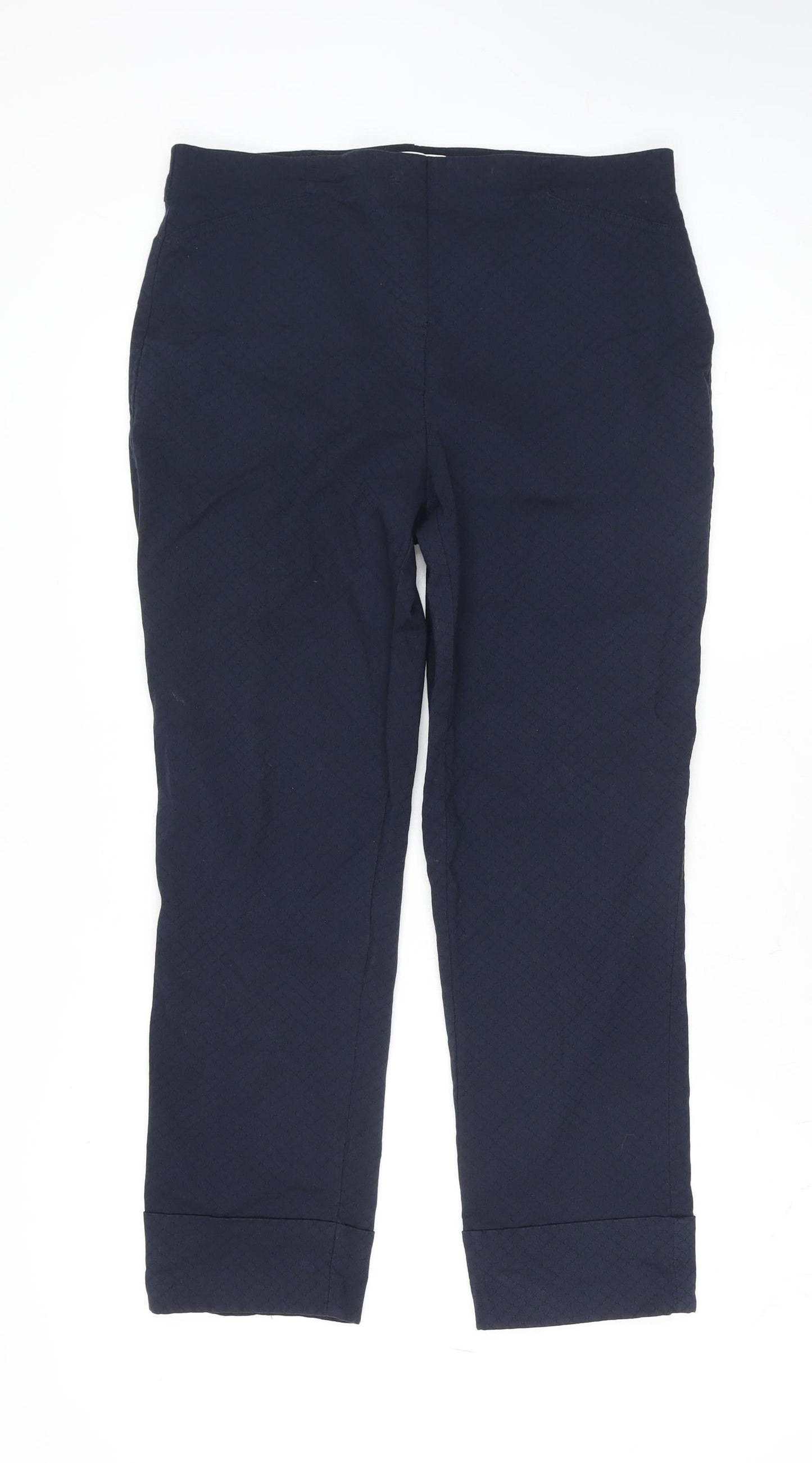 Gallery Women’s Blue Cropped Textured Trousers Size M