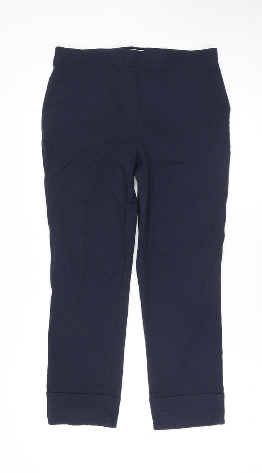 Gallery Women’s Blue Cropped Textured Trousers Size M