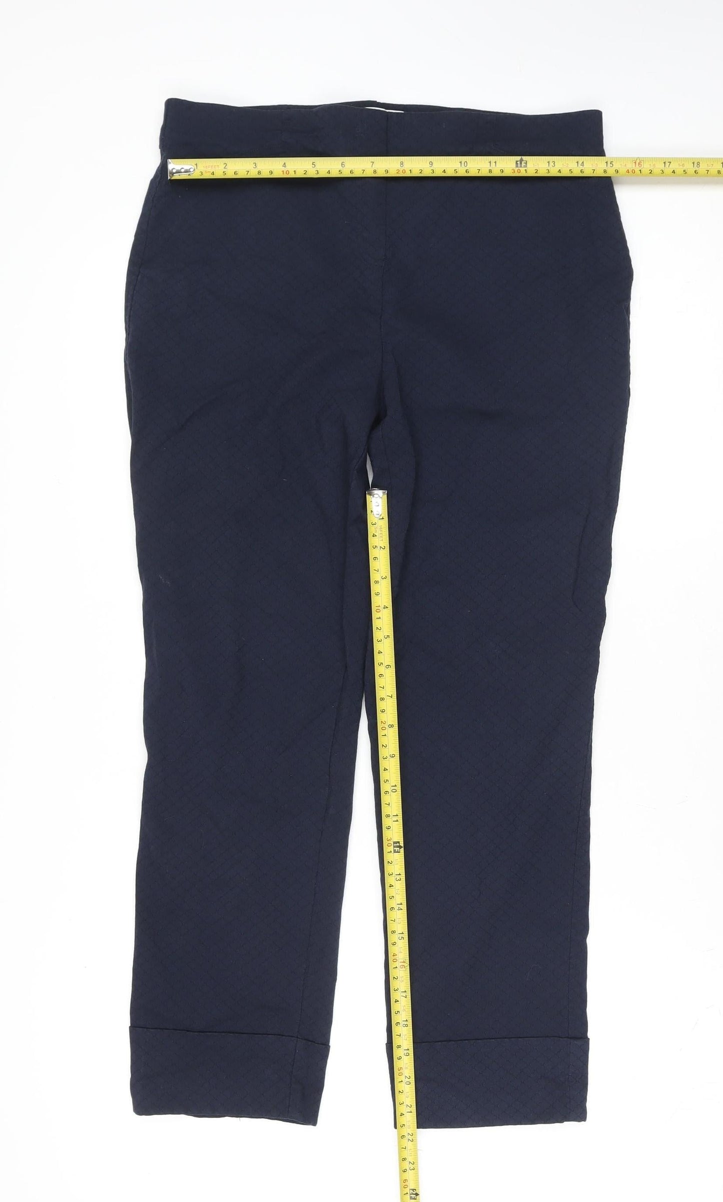 Gallery Women’s Blue Cropped Textured Trousers Size M