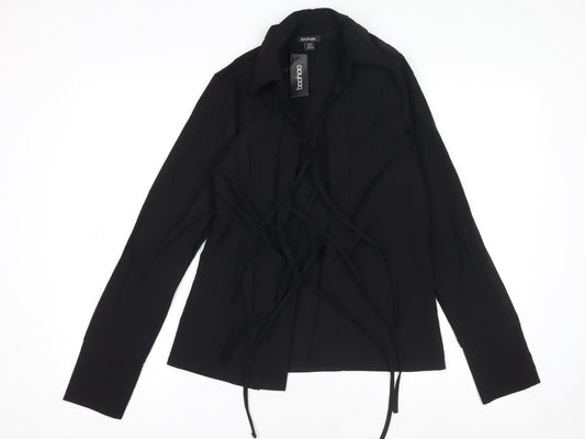 Boohoo Women’s Black Size 10 Long Sleeve Slim Fit Suit Top
