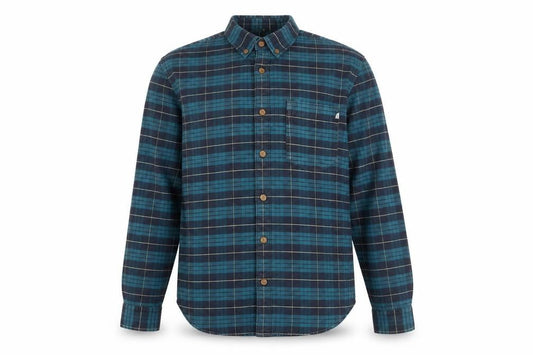 Farah Men's Blue Check Long Sleeve Regular Fit Cotton Shirt M