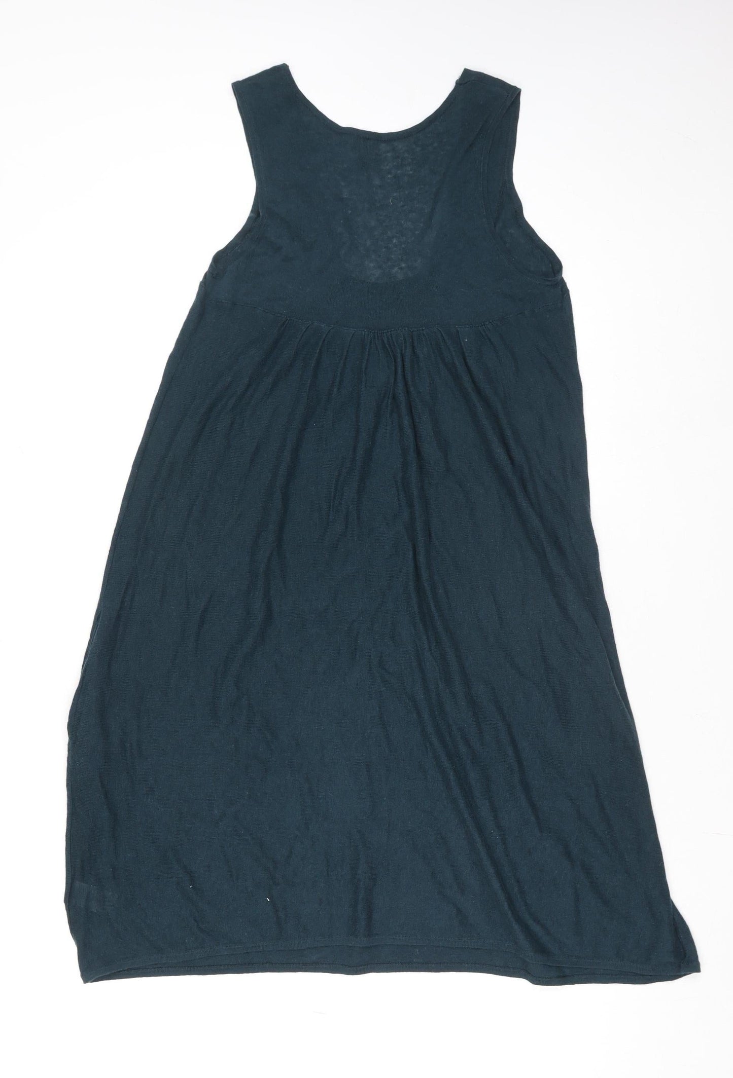Topshop Women’s Blue Linen Blend Sleeveless A-Line Dress Size 10