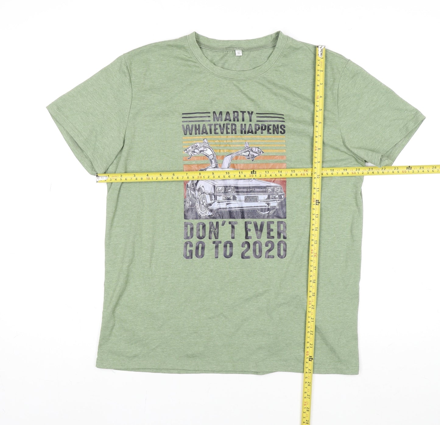 Men’s Green Back to the Future Graphic T-Shirt XL Cotton Blend