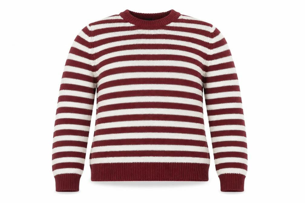 Zara Women Red Striped Crew Neck Knit Pullover Jumper Size 12