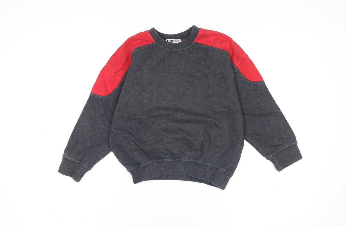O'Neills Boys Grey & Red Colourblock Fleece Pullover Sweatshirt Age 6-7 Years