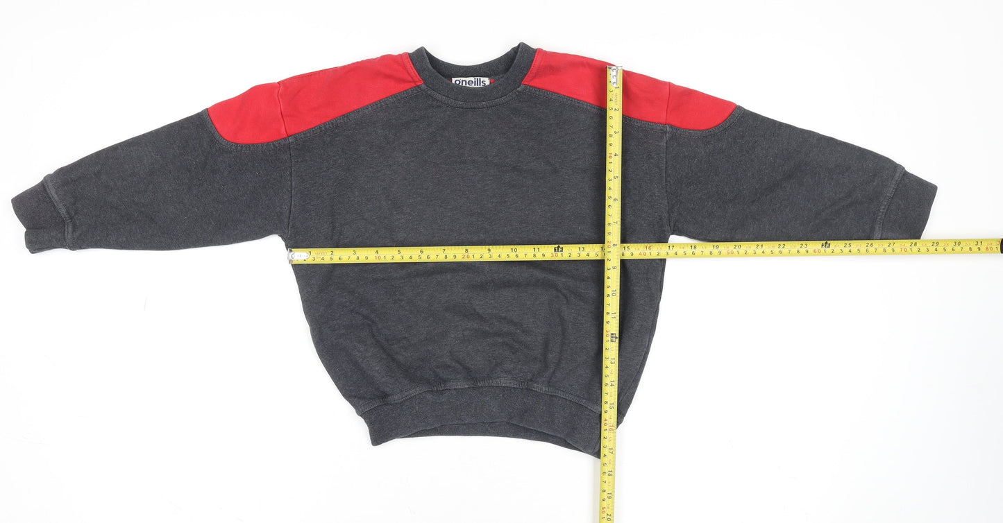O'Neills Boys Grey & Red Colourblock Fleece Pullover Sweatshirt Age 6-7 Years