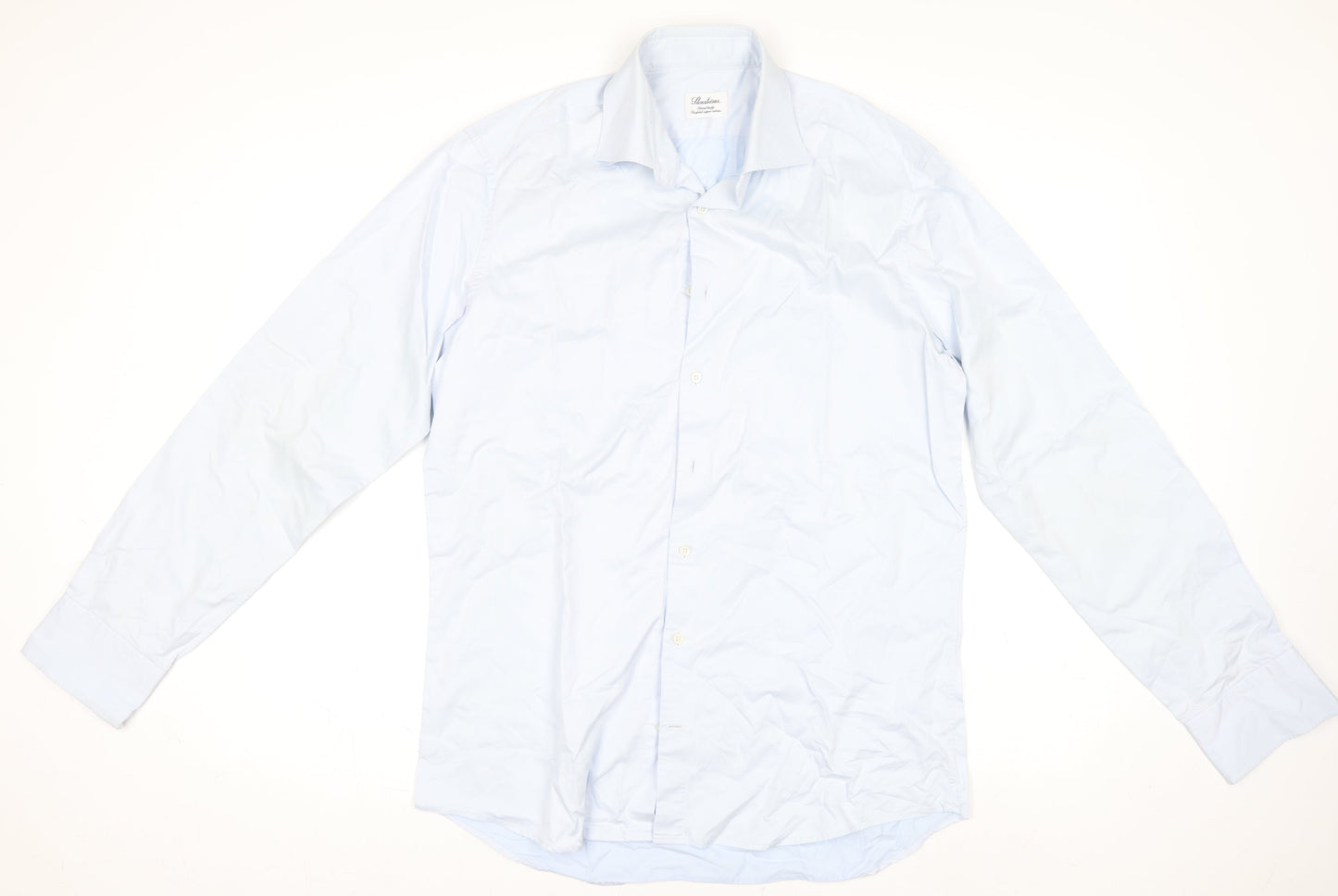 Stenströms Men’s Blue Slim Fit Long Sleeve Cotton Dress Shirt 15.5/39