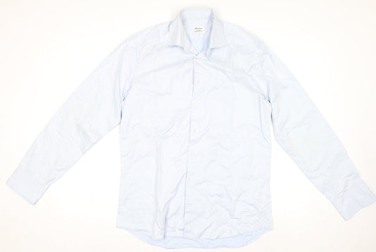 Stenströms Men’s Blue Slim Fit Long Sleeve Cotton Dress Shirt 15.5/39