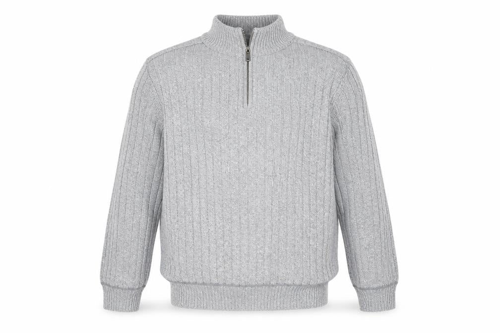 Brave Soul Men’s Grey 2XL High Neck 1/2 Zip Knit Jumper