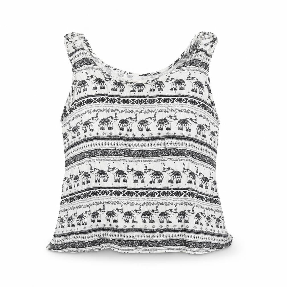 H&M Coachella Women White Cropped Tank Top UK 10 100% Viscose Festival