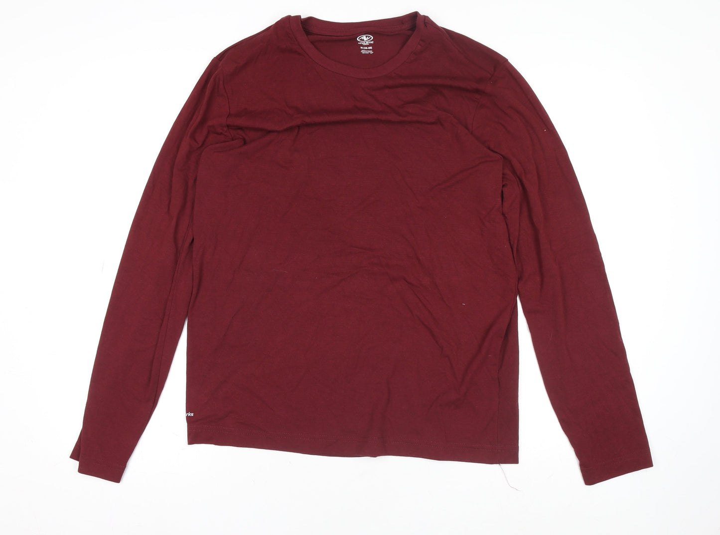Athletic Works Men Red Long Sleeve Crew Neck Active T-Shirt M
