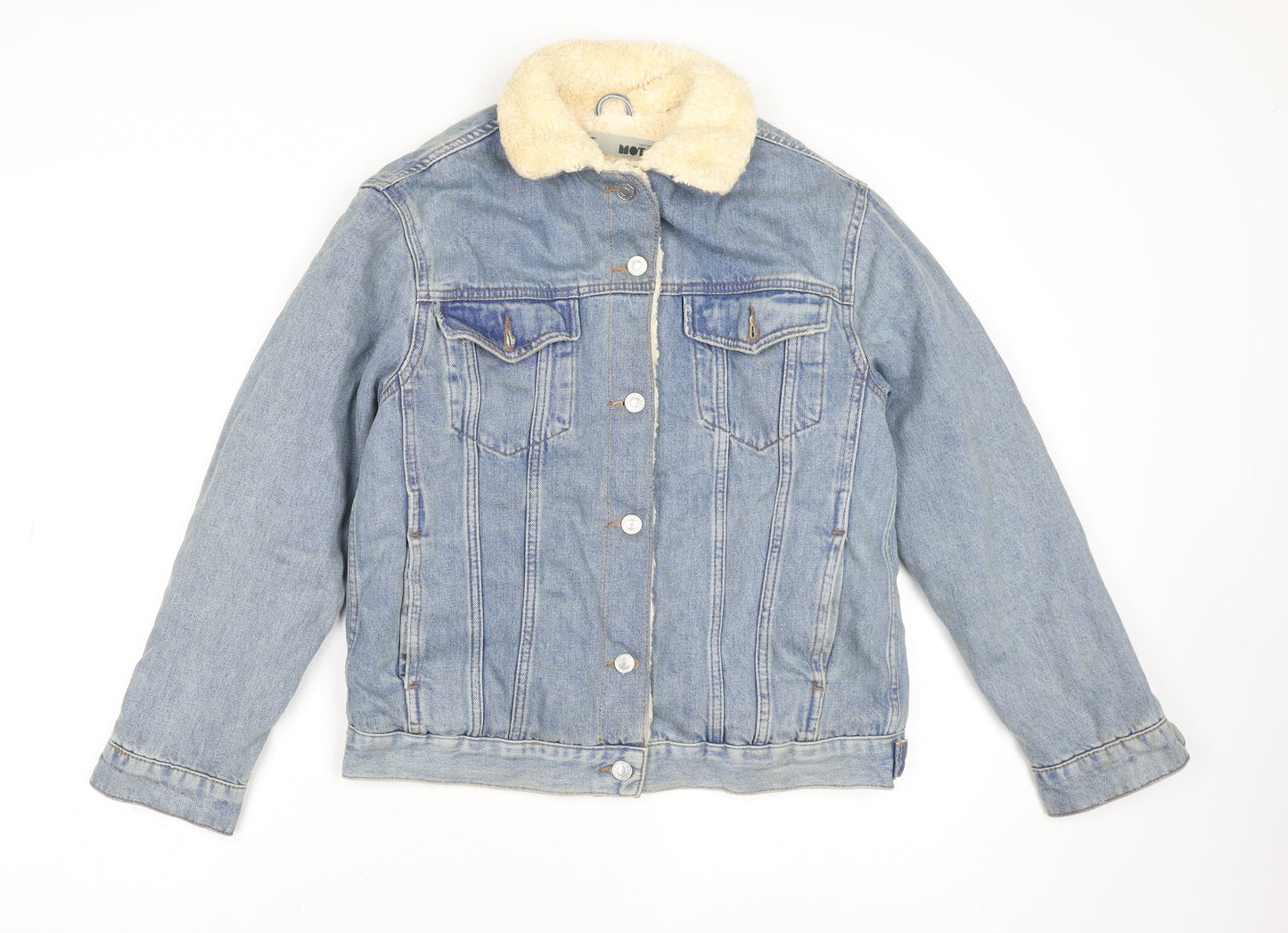 Topshop Women’s Blue Denim Sherpa Lined Jacket UK 8